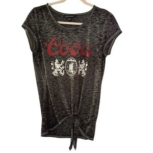 Rock & Republic Coors T-Shirt Knotted Gray Black Space Dyed Paper Thin Tee Shirt